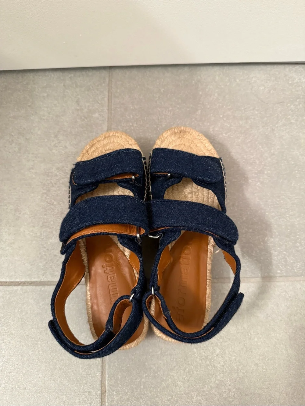 Reformation Size 5 Dark Blue Denim Espadrille Sandals